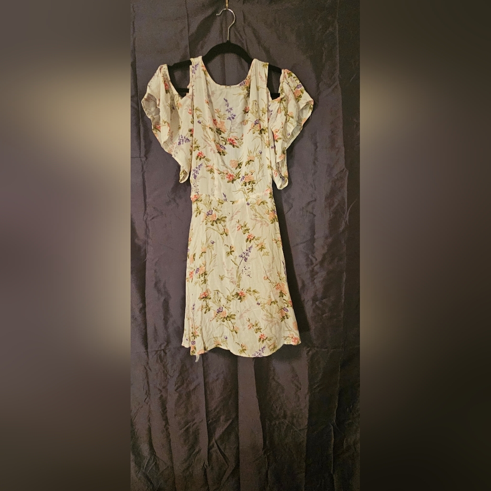 ANGIE Floral Cold Shoulder Wrap Dress